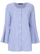 Steffen Schraut Striped Flute Sleeve Shirt - Blue
