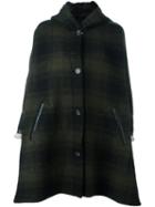 Mm6 Maison Margiela Checked Oversized Hooded Coat, Women's, Size: Medium, Green, Polyamide/polyester/viscose/virgin Wool