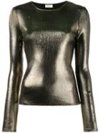 Saint Laurent Ribbed Lamé Jumper, Women's, Size: Xs, Grey, Viscose/polyamide