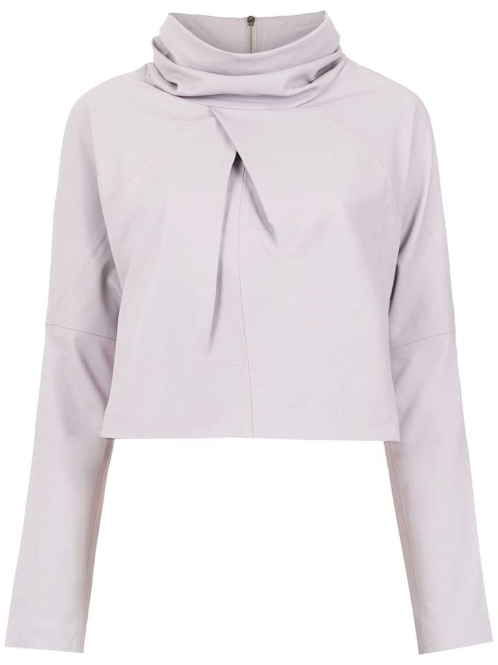 Clé High Neck Leather Top - Pink & Purple