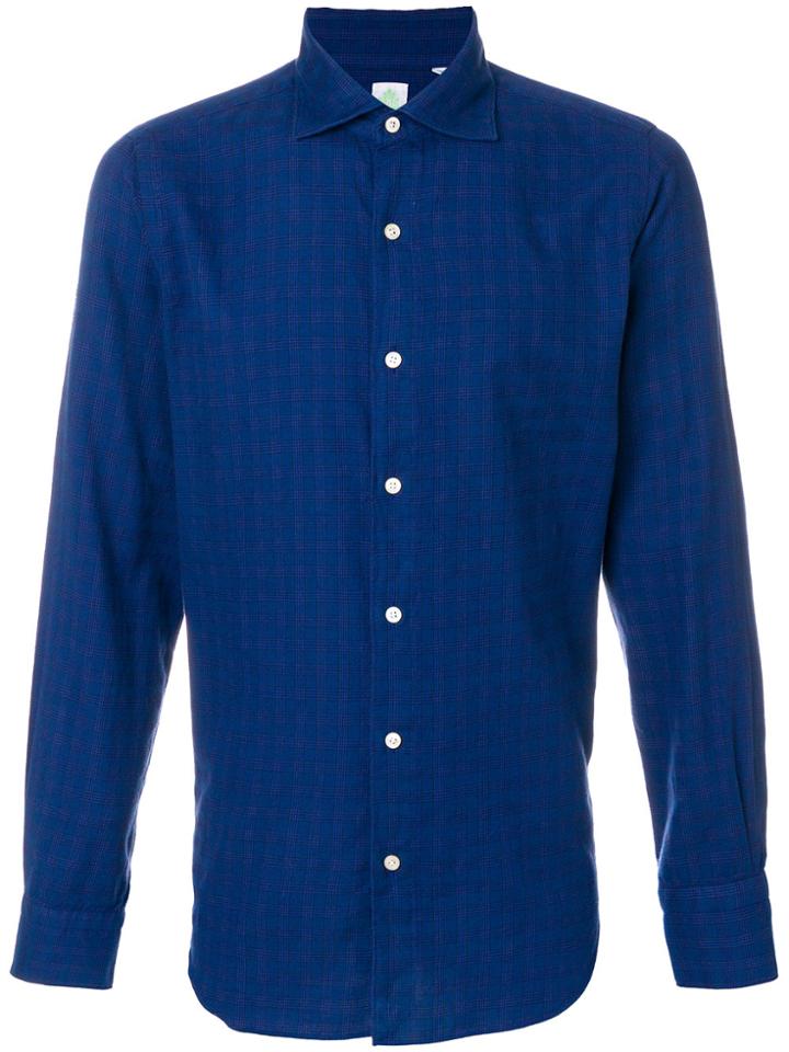 Finamore 1925 Napoli Fine Check Shirt - Blue