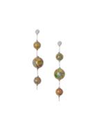 Burberry Marbled Resin Palladium-plated Drop Earrings - Green