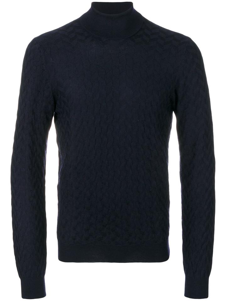 Tagliatore Patterned Knit Sweater - Blue