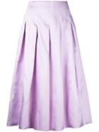 Bambah - Pleated Midi Skirt - Women - Silk - 10, Pink/purple, Silk