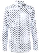 Barba Clover Print Shirt, Men's, Size: 42, White, Cotton