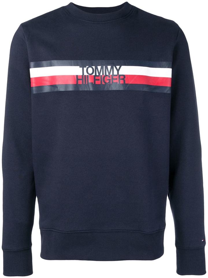 Tommy Hilfiger Striped Logo Sweatshirt - Blue
