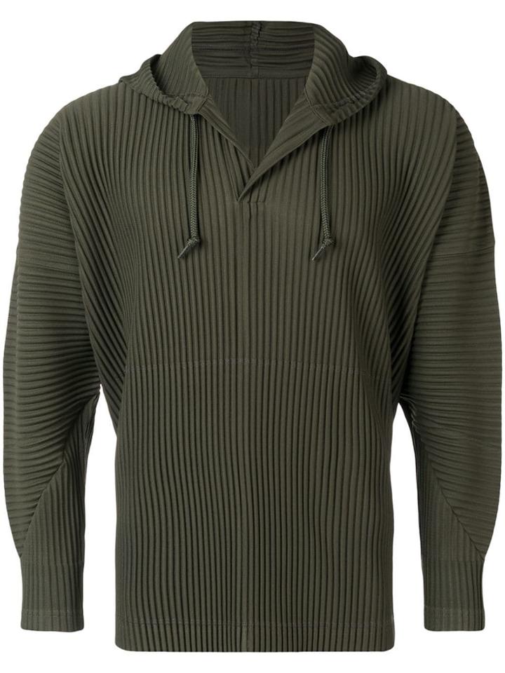 Homme Plissé Issey Miyake Structured Pullover Hoodie - Green