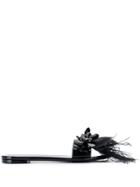 Simone Rocha Feather Embellished Slides - Black