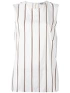 Brunello Cucinelli Striped Top, Women's, Size: Large, White, Silk/brass/spandex/elastane