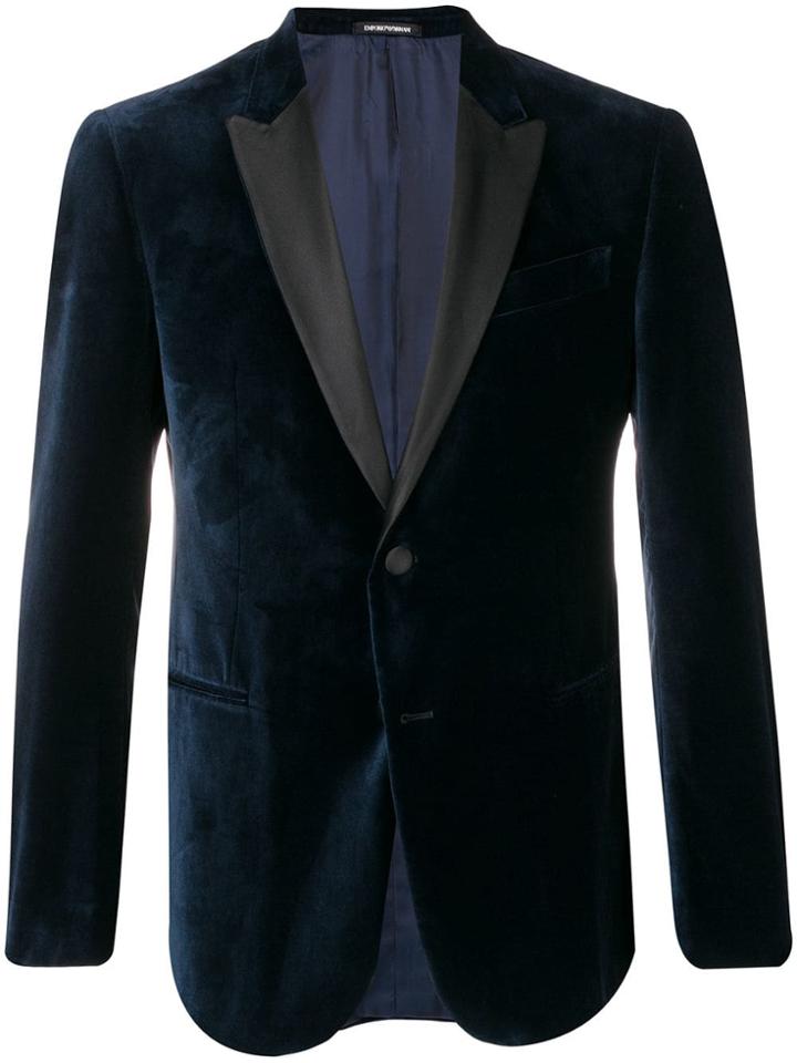Emporio Armani Velvet Tuxedo Blazer - Blue