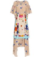 Natasha Zinko Silk Floral Apron Wrap Dress - Nude & Neutrals