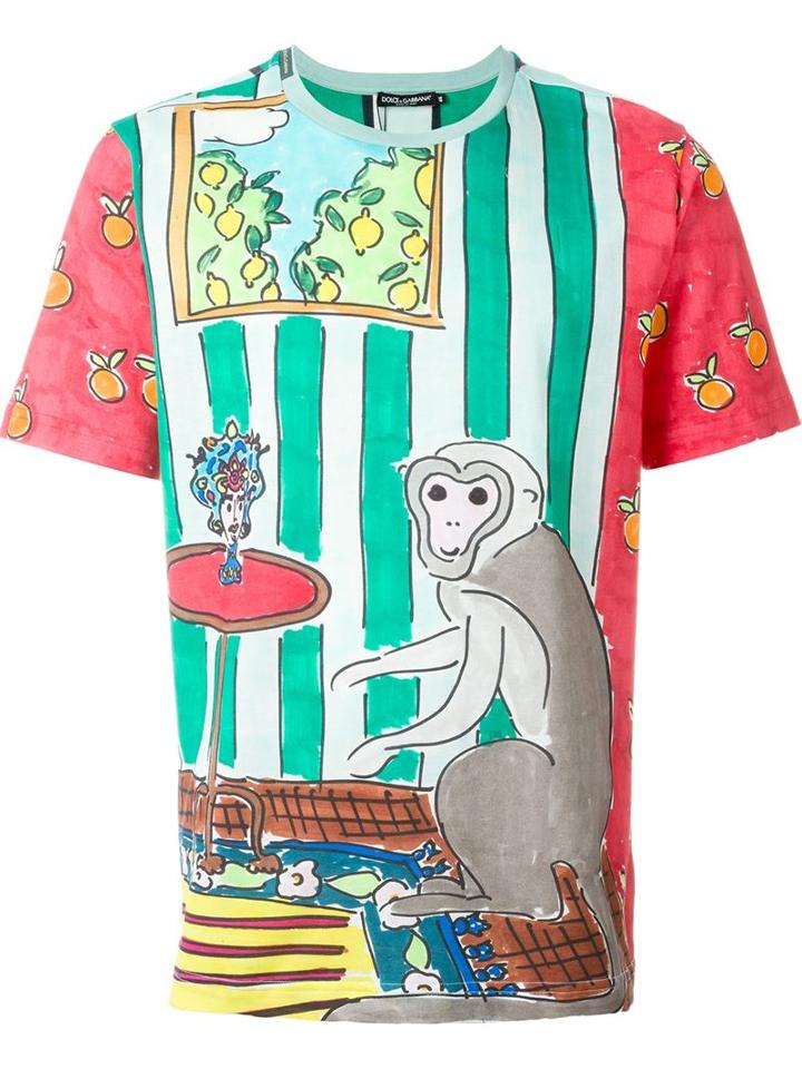 Dolce & Gabbana Monkey Drawing Print T-shirt