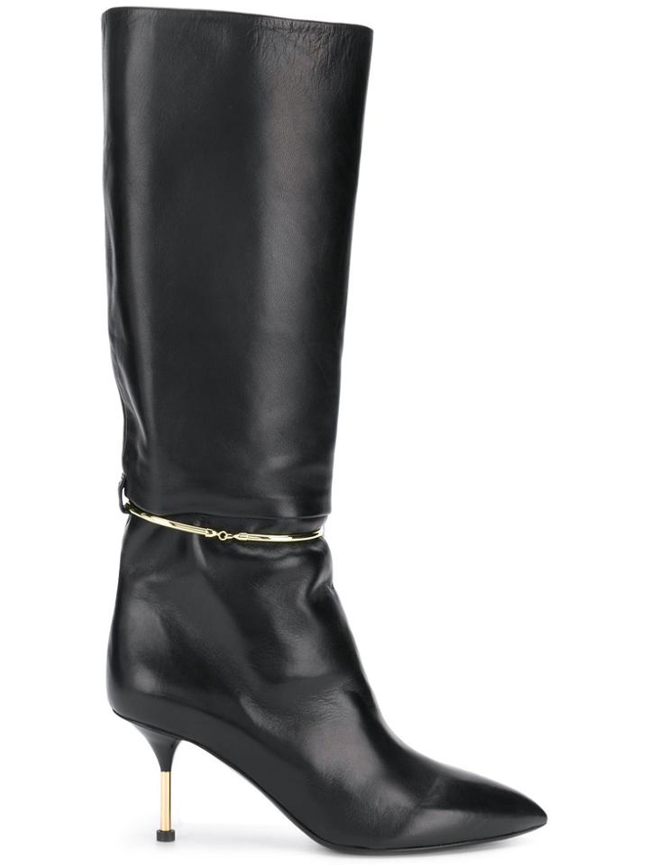 Jil Sander Metal Hoop Tall Boots - Black