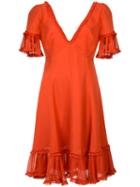 Cinq A Sept - Ruffle Trim Dress - Women - Silk - 8, Red, Silk