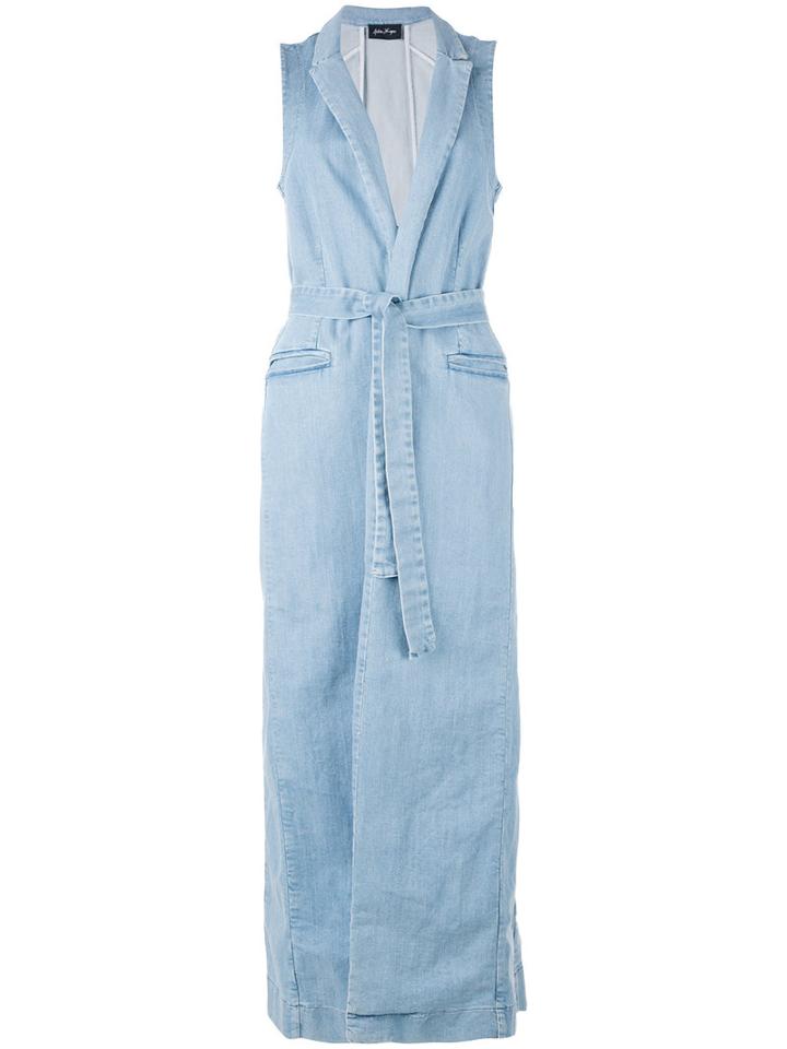 Andrea Ya'aqov - Sleeveless Denim Trench Coat - Women - Cotton - M, Blue, Cotton