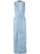 Andrea Ya'aqov - Sleeveless Denim Trench Coat - Women - Cotton - M, Blue, Cotton