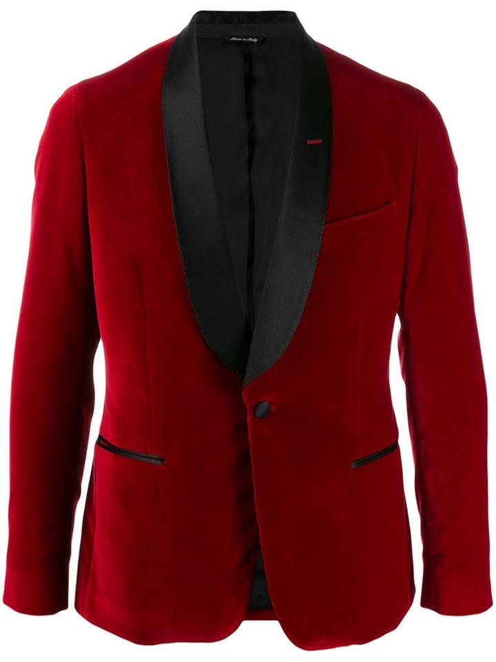 Leqarant Velvet Evening Blazer - Red