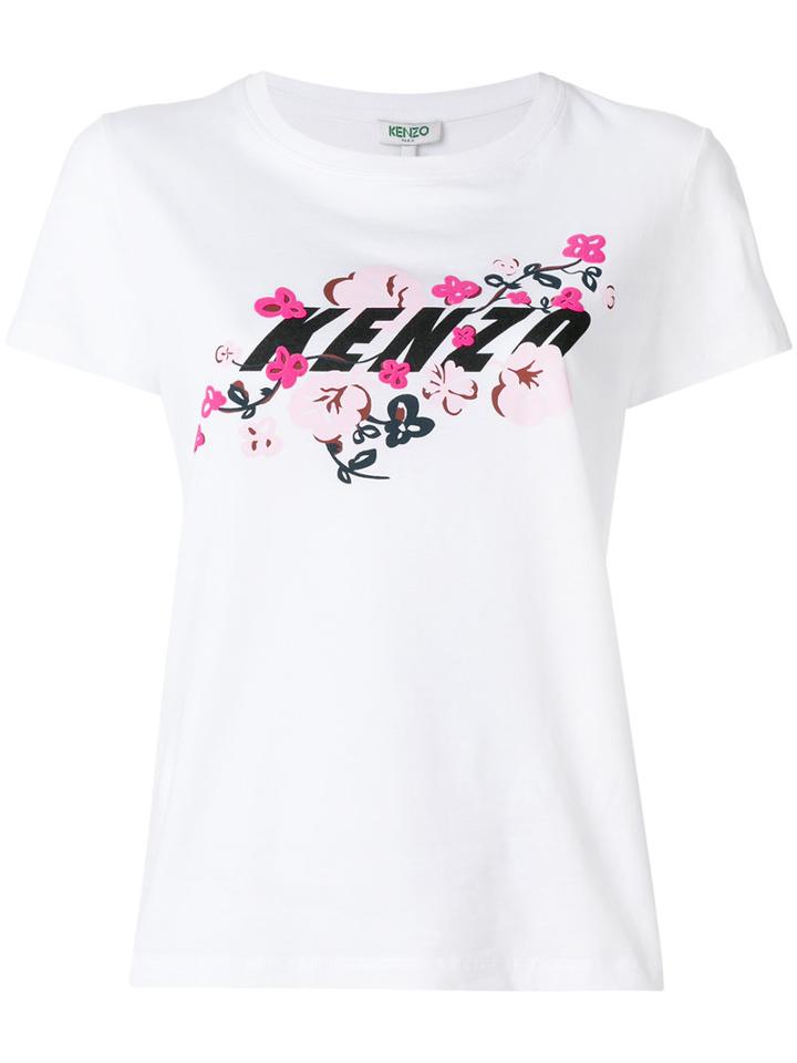 Kenzo - Logo Floral T-shirt - Women - Cotton - S, White, Cotton