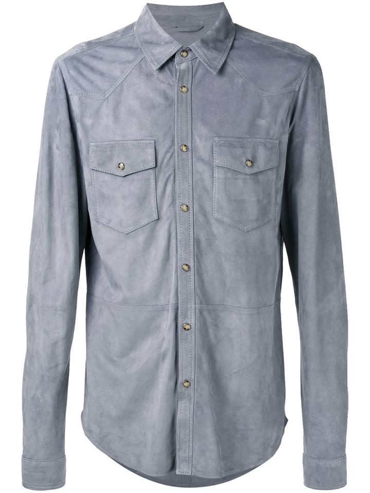 Desa 1972 Chest Pocket Shirt, Men's, Size: 46, Blue, Suede