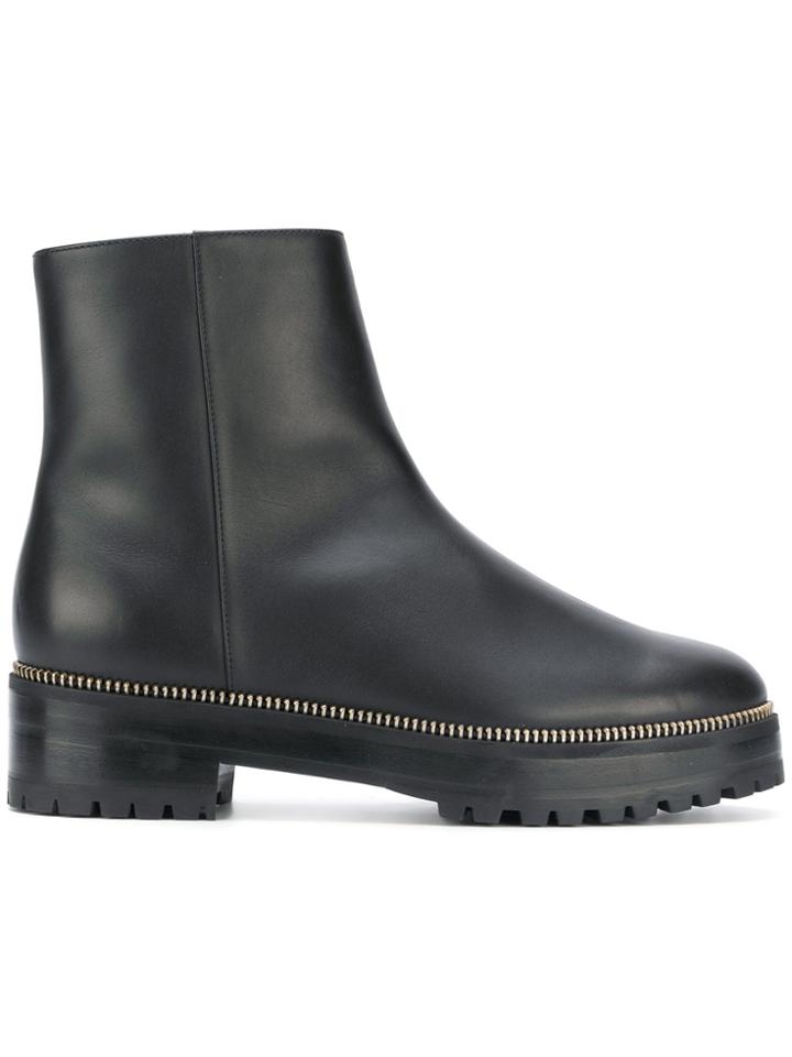 Sergio Rossi Zip Detail Ankle Boots - Black