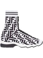 Fendi Logo Sock Sneaker Boots - White