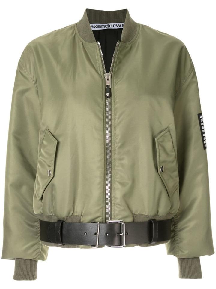 Alexander Wang Aviator Jacket With Leather Belt - Green