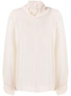 Erika Cavallini Back-button Silk Shirt - Neutrals