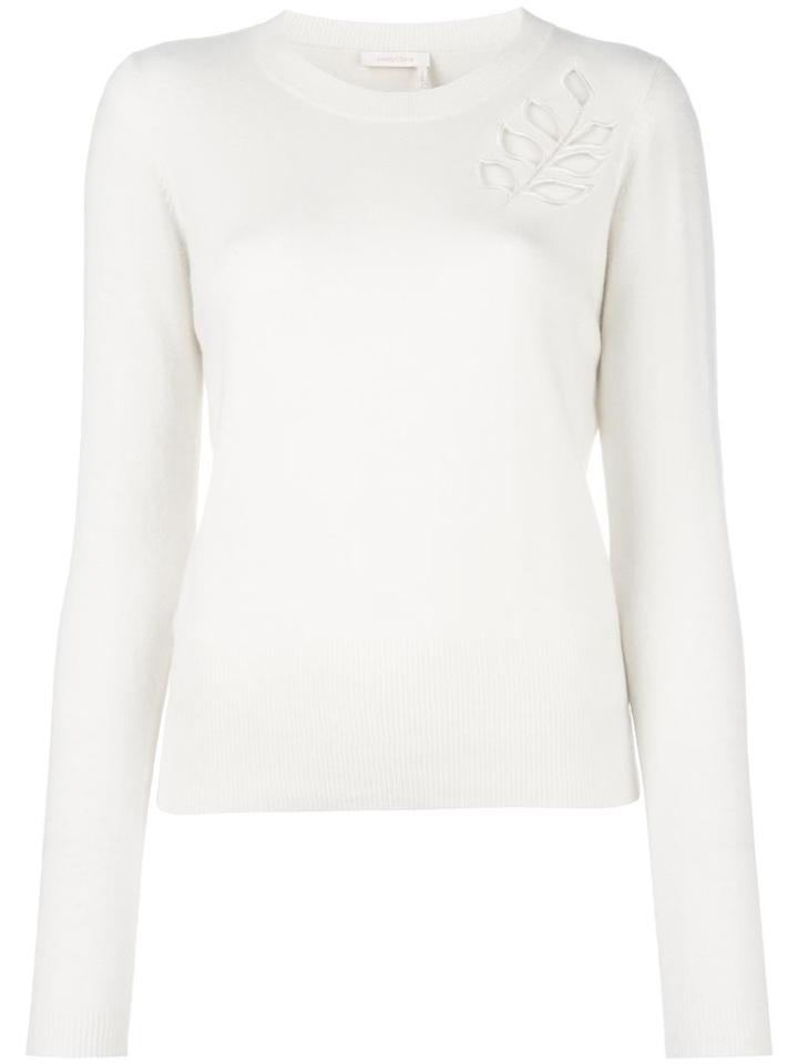 See By Chloé Cut-out Flower Jumper, Women's, Size: Small, White, Viscose/wool/nylon/cashmere