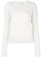 See By Chloé Cut-out Flower Jumper, Women's, Size: Small, White, Viscose/wool/nylon/cashmere