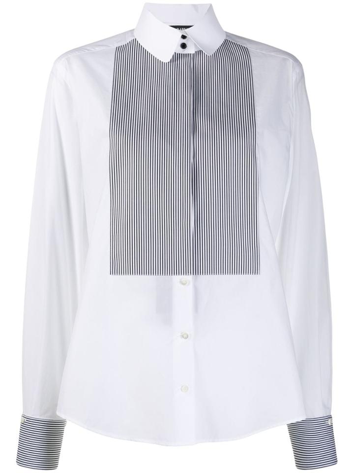 Dolce & Gabbana Striped Bib Long Sleeve Shirt - White