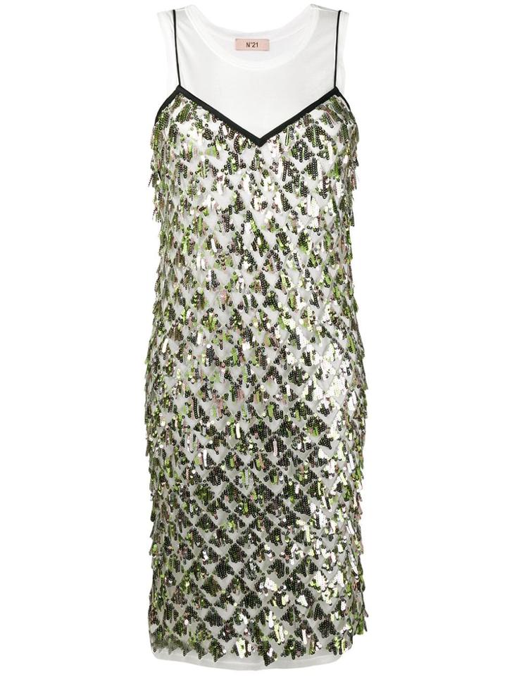 Nº21 Sequin Embroidery Midi Dress - Green