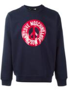Love Moschino Peace Sign Print Sweatshirt, Men's, Size: Large, Blue, Cotton/polyester
