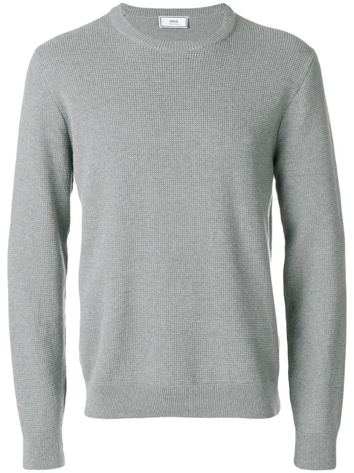 Ami Alexandre Mattiussi Seed Stitch Crewneck Sweater - Grey