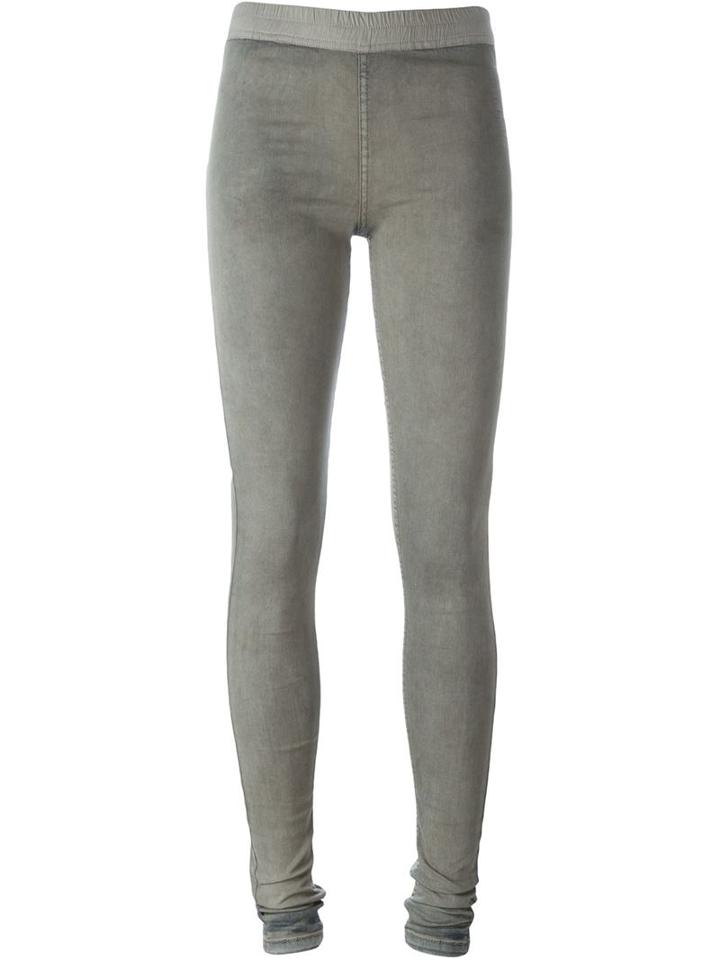 Rick Owens Drkshdw Washed Denim Effect Leggings, Women's, Size: Large, Grey, Cotton/spandex/elastane