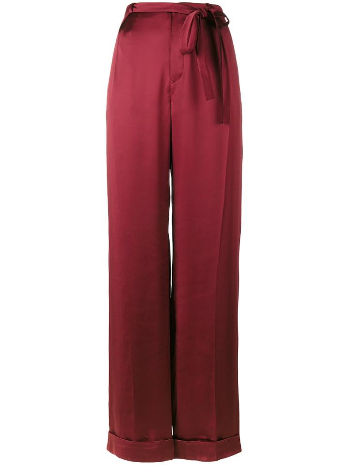 Valentino Pleated Wide Leg Trousers - Red