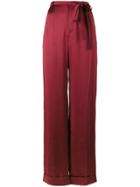 Valentino Pleated Wide Leg Trousers - Red