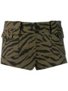 Saint Laurent Zebra Pattern Short Shorts - Green