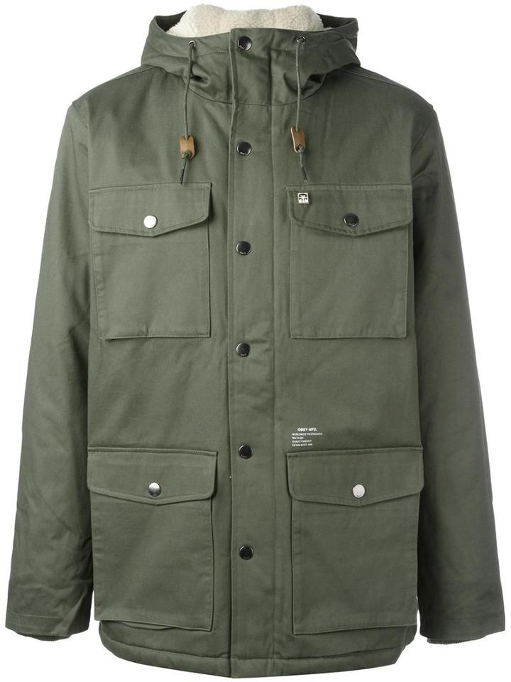 Obey 'heller' Hooded Jacket, Men's, Size: Small, Green, Cotton/polyester