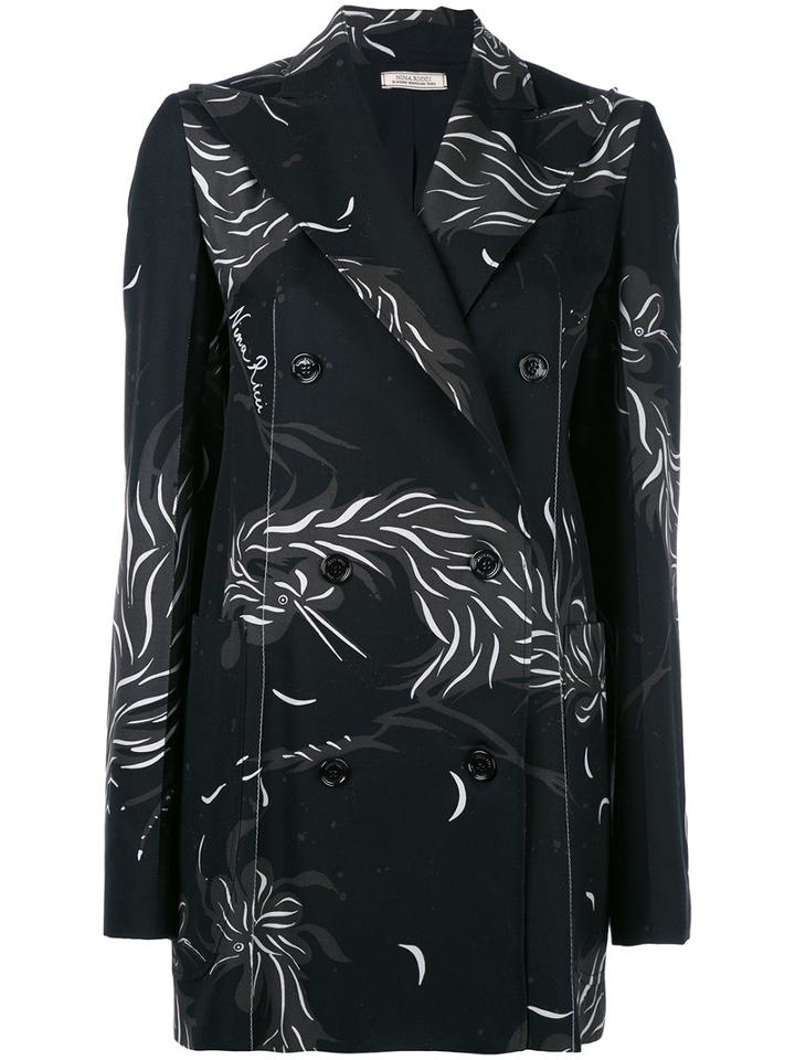 Nina Ricci - Printed Boxy Blazer - Women - Silk - 36, Black, Silk