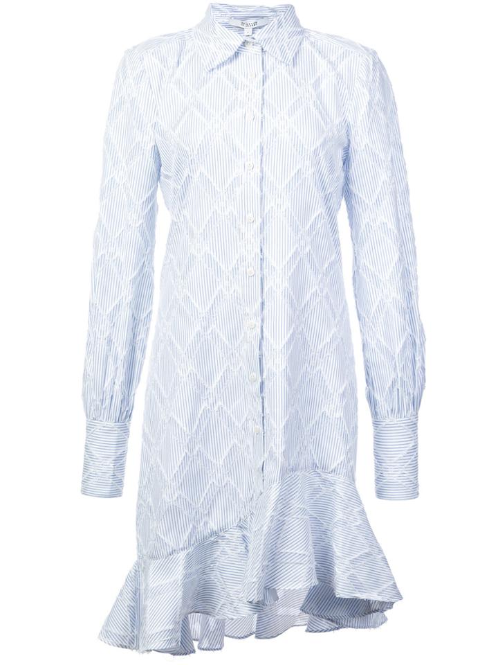 Derek Lam 10 Crosby Long Sleeve Shirtdress With Ruffle Hem - Blue