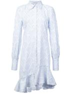 Derek Lam 10 Crosby Long Sleeve Shirtdress With Ruffle Hem - Blue