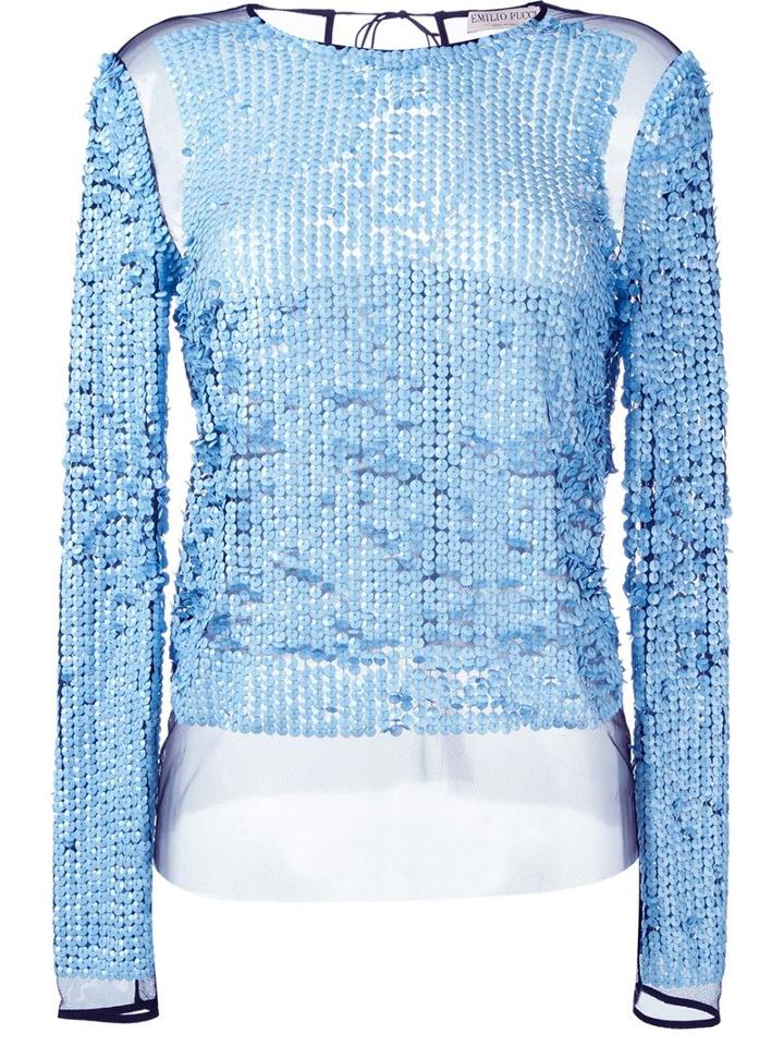 Emilio Pucci Sequined Long Sleeve Top
