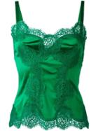 Dolce & Gabbana Lace Detail Cami Top, Women's, Size: 40, Green, Silk/cotton/polyamide/spandex/elastane
