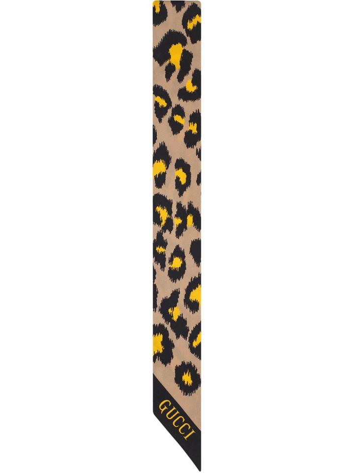 Gucci Neck Bow With Leopard Print - Blue