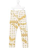 Young Versace Baroque Print Leggings, Girl's, Size: 10 Yrs, White