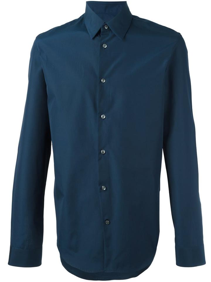 Maison Margiela Classic Long Sleeve Shirt, Men's, Size: 38, Blue, Cotton