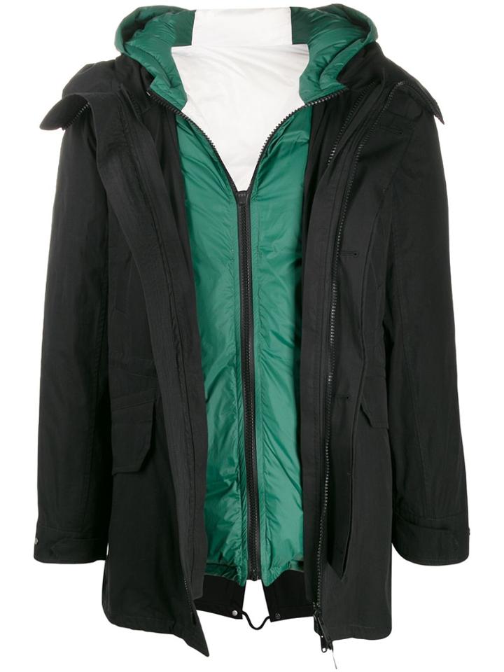 Yves Salomon Layered Padded Coat - Black