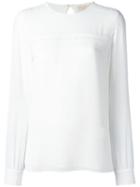 Michael Michael Kors Sheer Yoke Blouse, Women's, Size: Large, White, Polyester