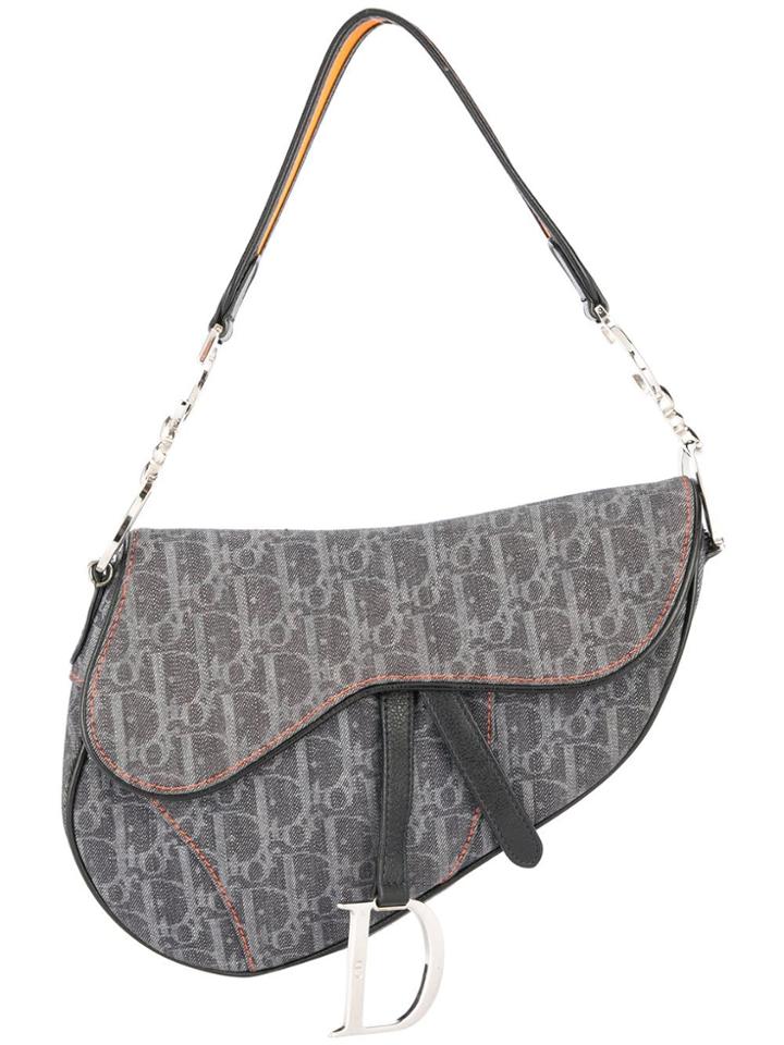 Christian Dior Vintage Trotter Saddle Handbag - Grey