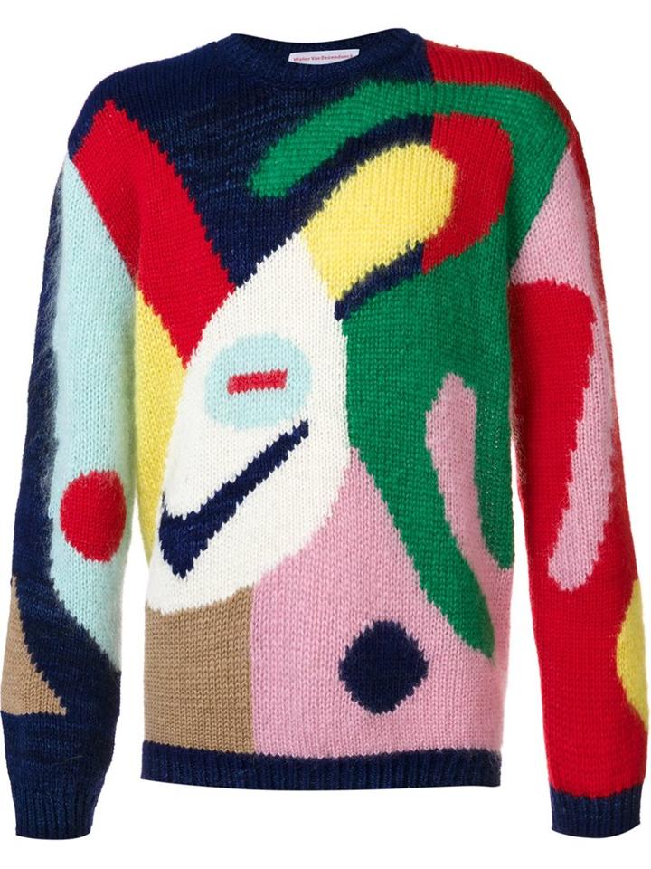 Walter Van Beirendonck Abstract Pattern Pullover, Men's, Silk/angora/wool/camel Fur